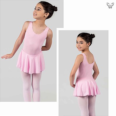 Collant de Ballet com Sainha em Helanca Infantil