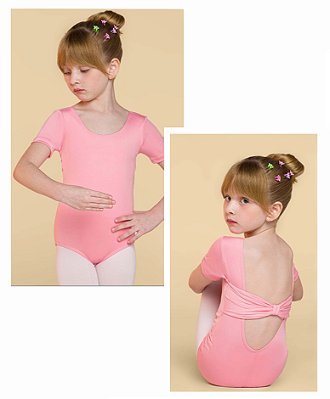 Collant de Ballet Manga Curta com Laço nas Costas