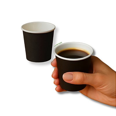 Copo Papel Preto 110ml Biodegradável Térmico - 1.000un