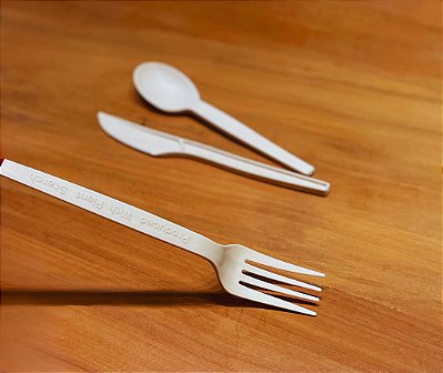 Garfo Bagaço de Milho 17cm Biodegradável - 100un