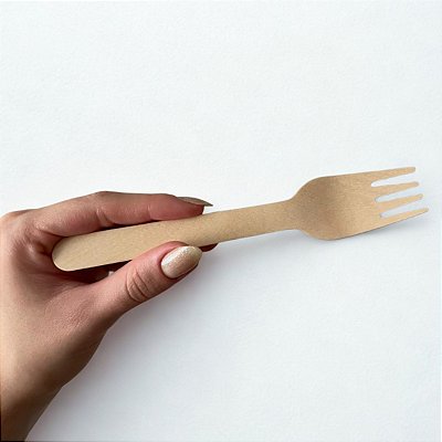Garfo Madeira Premium 16cm Biodegradável - 100un