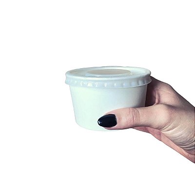 Pote Papel Branco 250ml Bio com Tampa Plana - 40un