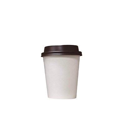 Copo Papel Branco 110ml Bio com Tampa Bico Preta - 50un