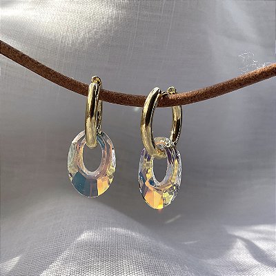 Brincos argola com cristal austríaco boreal .