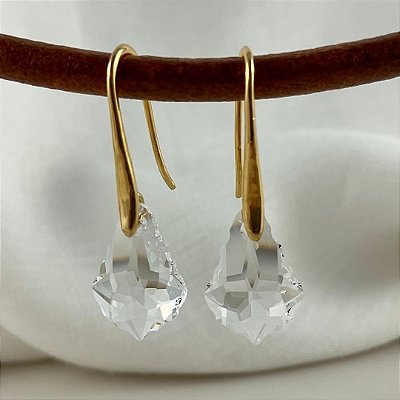 Brincos com cristal austríaco incolor, modelo barroco.