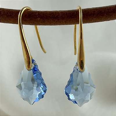 Brincos com cristal austríaco azul, 16mm, modelo barroco.