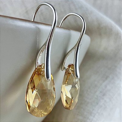 Brincos em prata 925 com cristal austríaco, 16mm, golden shadow.