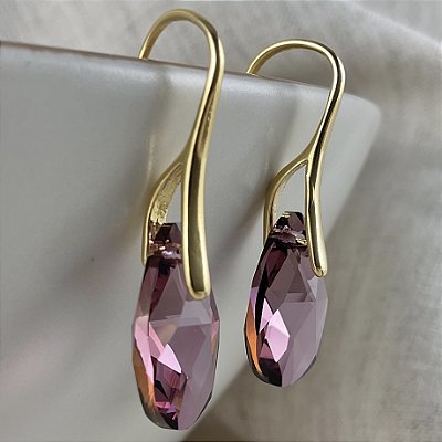 Brincos com cristal austríaco, 16mm, rosa antigo.