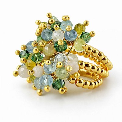 Anel Gocce di Azzurra ( água marinha , granada grossular )