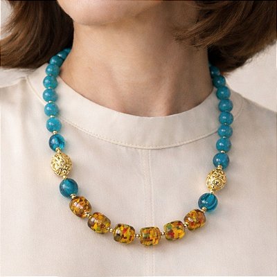 Colar Bahariya ( murano e amazonita )