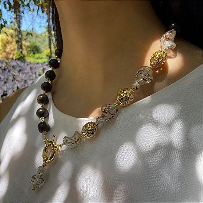 Colar “Dunas de Siua”  (bronzita e murano)