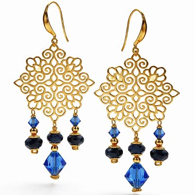 Brincos “Constelação de Dendera” ( sodalita e cristais )