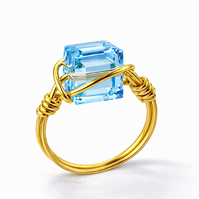 Anel Kubus aquamarine