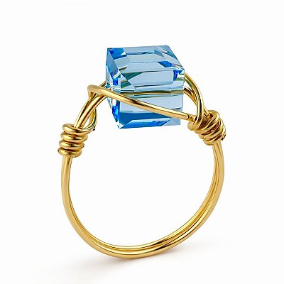 Anel Kubus aquamarine