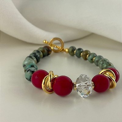 Pulseira “Peperoncino” ( coral e turquesa )