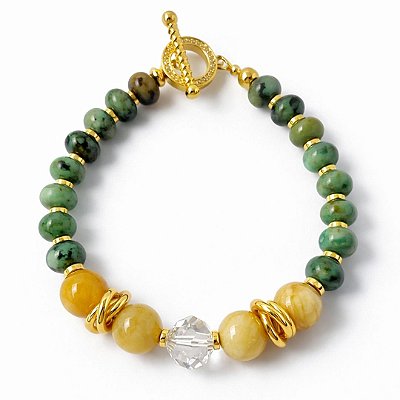 Pulseira Limone Di Amalfi ( jade amarela e turquesa )