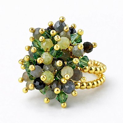 Anel “Vento Di Positano” ( Granada grossular, safira , obsidiana)