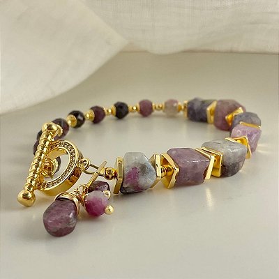 Pulseira “ Bouganville di Positano “ ( Turmalina Rosa )