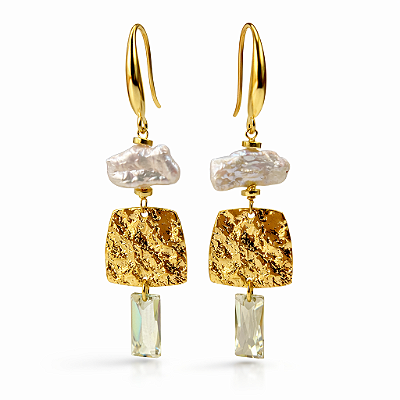 Brincos “ Duomo di Amalfi” ( pérolas e cristais )