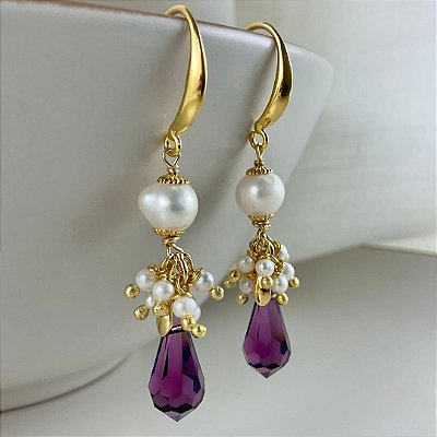 Brincos “ Monte Solaro “ ( pérolas barrocas e cristal austríaco )