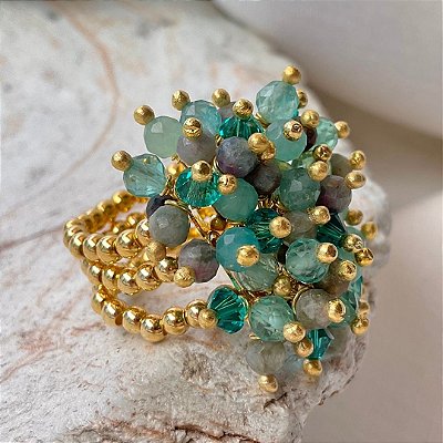 Anel “ Belvedere di Migliara” ( fuchsita, apatita e cristais )