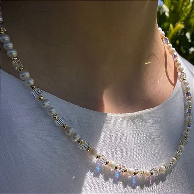 Colar “Cala degli Angeli” ( pérolas barrocas e cristais )