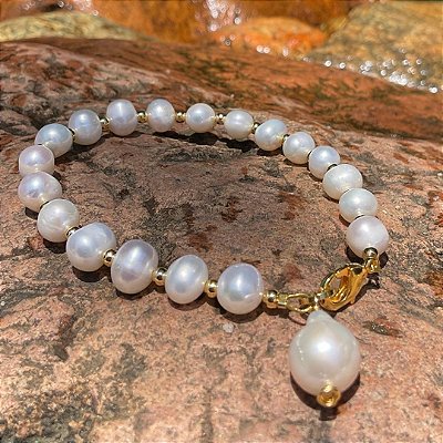 Pulseira “Sponda Bianca” ( pérolas barrocas )