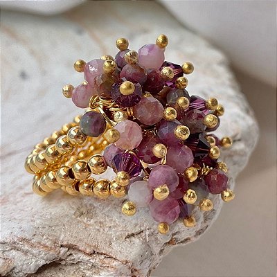 Anel “ Giardino di Bouganville” ( rubelita e fuchsita )