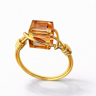 Anel Kubus ( cristal austríaco )