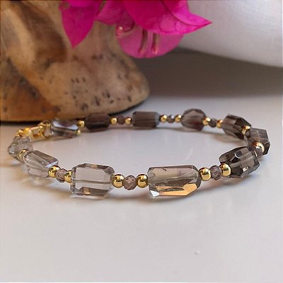 Pulseira Sassi di Nerano ( quartzo fumê )