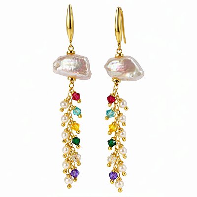 Brincos Cascata di Ravello ( pérolas barrocas e cristais austríacos )