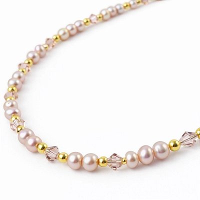 Colar Rosa di Conca ( pérolas barrocas rosadas )