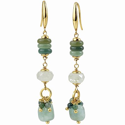 Brincos Aria di Primavera ( turmalina , água marinha e angelita )