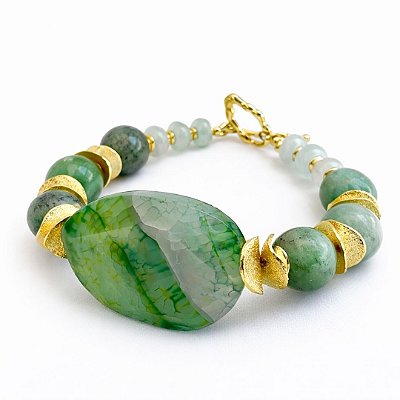 Pulseira Laguna Di Capri ( Jade e água marinha )