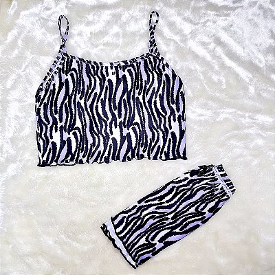Short Doll em Liganete Zebra Lilás