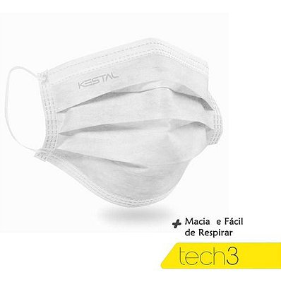 Máscara cirúrgica tripla com elástico Tech3 caixa c/50 un. Kestal