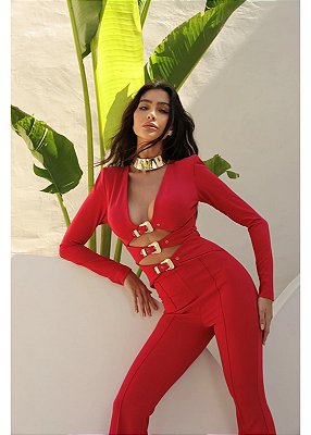 Macacão Flare em Crepe Dakota