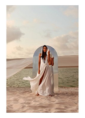 Vestido Longo Decote Metal Terry