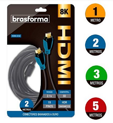 Cabo HDMI Brasforma 2.1 8K 2160p