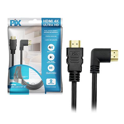 Cabo HDMI 4K 2.0 Pix Linha Gold 90 Graus