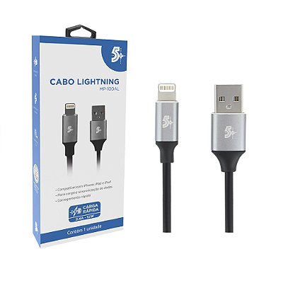 Cabo Lightning Para Usb A - 1,2M Aluminum Mobile Premium