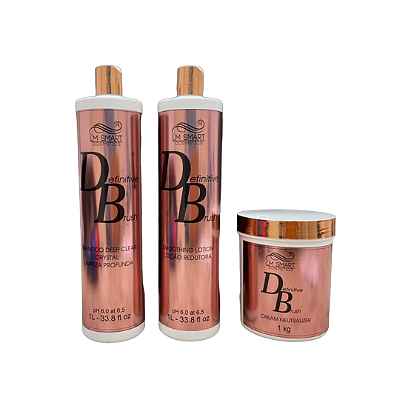 Kit Definitive Brush | Shampoo Deep Clear 1L + Loção Alisante 1L + Creme Neutralizante 1kg | LM Smart Cosmetics