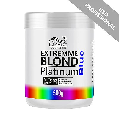 Pó Descolorante 9 Tons 500g - Extremme Blond Platinum Blue | LM Smart Cosmetics