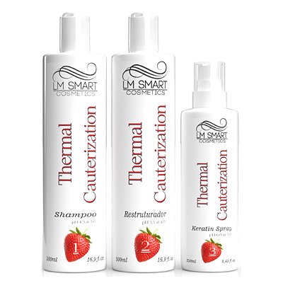 Kit Cauterização Shampoo + Restruturador + Spray de Keratina - Thermal Cauterization | LM Smart Cosmetics