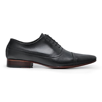 Sapato Oxford cor Preto Social em Couro, Ref: 1311