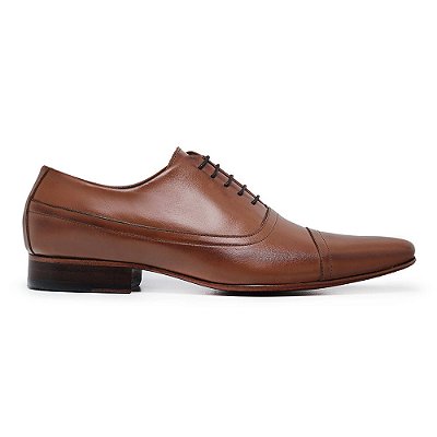 Sapato Oxford cor Caramelo Social em Couro, Ref: 1311