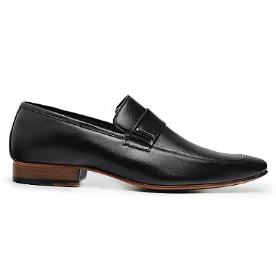Loafer com Fivela Couro Legitimo cor Preto, Ref: 1314