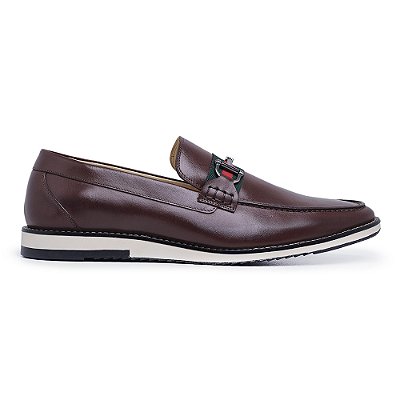 Slip On Casual Couro Legitimo cor Tabaco, Ref: 1114