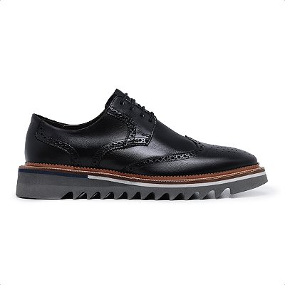 Sapato Brogue Toro Tratorado Preto, Ref 162