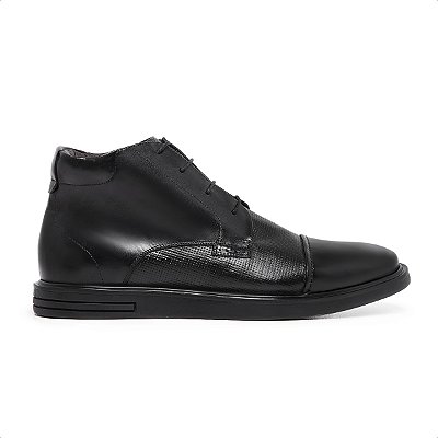 Ankle Boot Casual, Cor Preta, Feito A Mão. Ref: 142